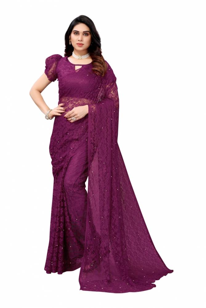 Aa 07 Fancy Party Wear Net Designer Saree Collection